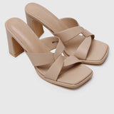 Lurra Open Toe Heels (Tan)