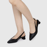 Sirena Slingback Heels (Black)