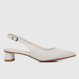 Sirena Slingback Heels (White)