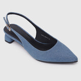 Sirena Slingback Heels (Steel Blue)