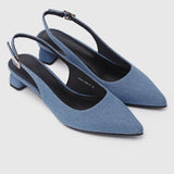 Sirena Slingback Heels (Steel Blue)