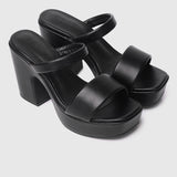 Oceana Open Toe Platform Heels (Black)