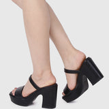 Oceana Open Toe Platform Heels (Black)