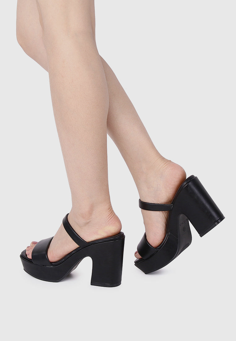 Oceana Open Toe Platform Heels (Black)