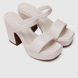 Oceana Open Toe Platform Heels (White)