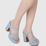 Oceana Open Toe Platform Heels (Sky Blue)