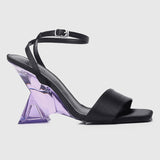 Twinkle Ankle-Strap Transparent Heels (Black)