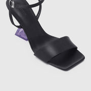 Twinkle Ankle-Strap Transparent Heels (Black)