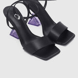 Twinkle Ankle-Strap Transparent Heels (Black)