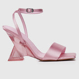 Twinkle Ankle-Strap Transparent Heels (Pink)