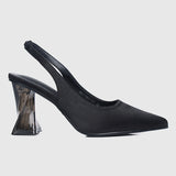 Lumi Slingback Transparent Heels (Black)