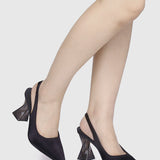 Lumi Slingback Transparent Heels (Black)