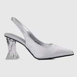 Lumi Slingback Transparent Heels (Silver)