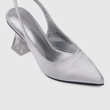 Lumi Slingback Transparent Heels (Silver)