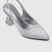 Lumi Slingback Transparent Heels (Silver)