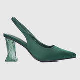 Lumi Slingback Transparent Heels (Dark Green)