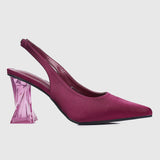 Lumi Slingback Transparent Heels (Red Violet)