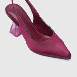 Lumi Slingback Transparent Heels (Red Violet)