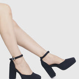 Neve Platform Block Heels (Black)