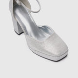 Neve Platform Block Heels (Silver)