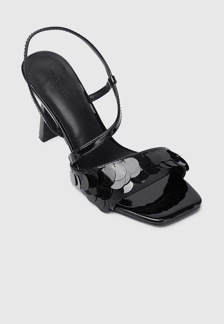Flavia Sequin-Embellished Heels (Black)