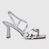 Flavia Sequin-Embellished Heels (Silver)