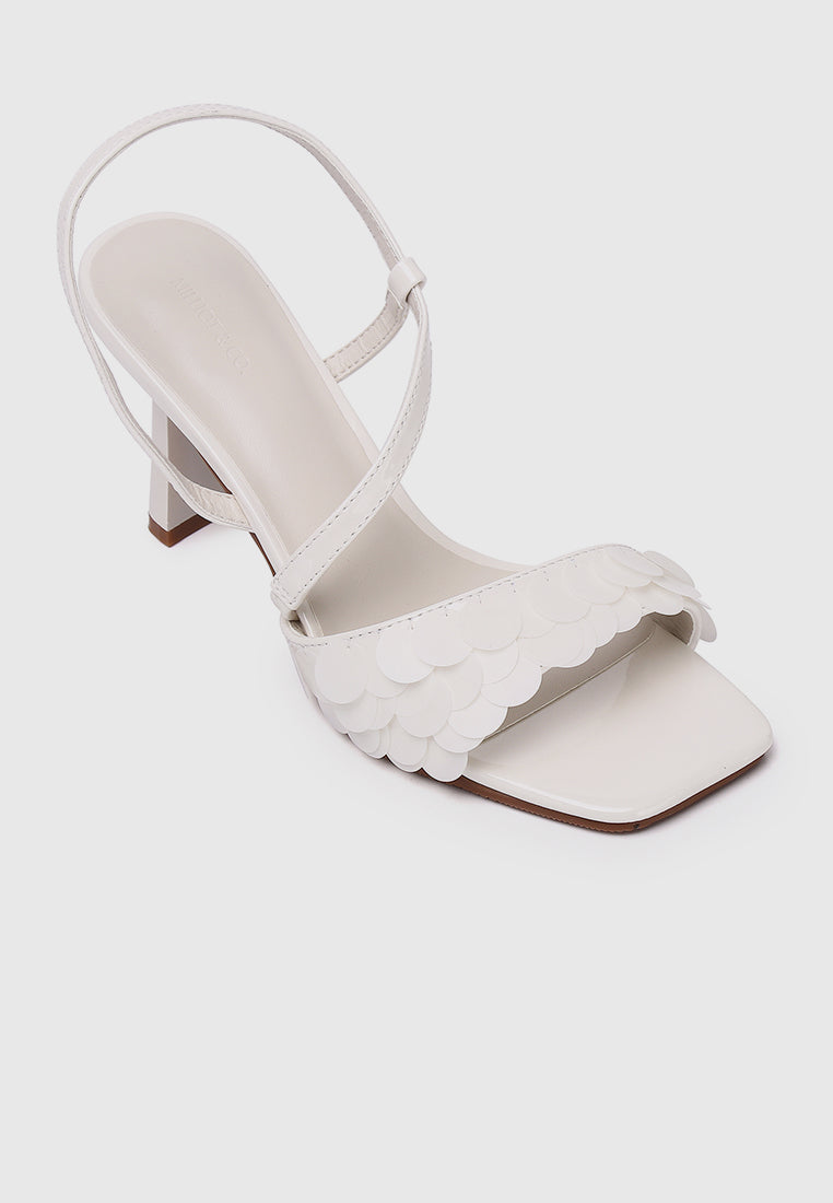 Flavia Sequin-Embellished Heels (White)
