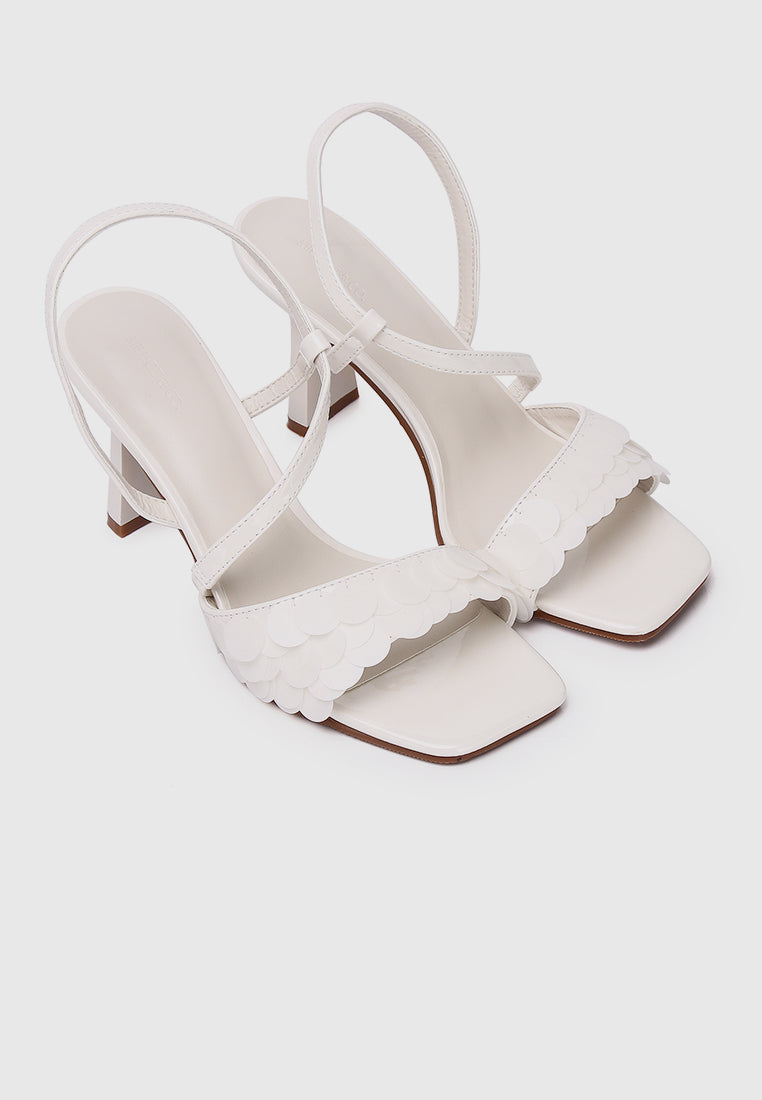 Flavia Sequin-Embellished Heels (White)