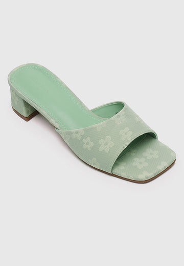 Yuri Floral Heels (Light Green)