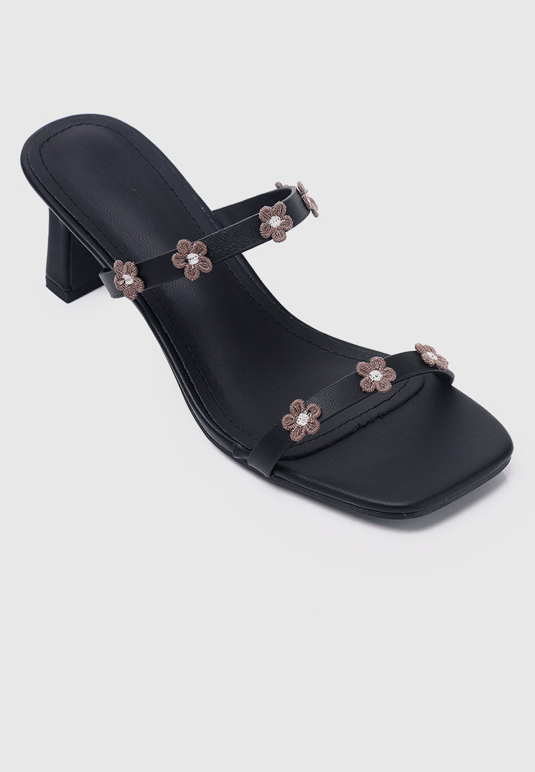 Ciana Floral Heels (Black)