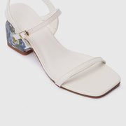 Remi Floral Heels (White)