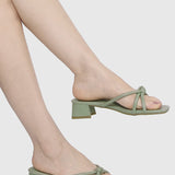 Rohana Knotted Heels (Dark Olive Green)