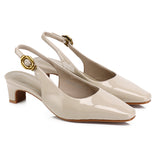 Carmen Square Toe Pumps Heels (Khaki)