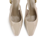 Carmen Square Toe Pumps Heels (Khaki)