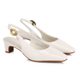 Carmen Square Toe Pumps Heels (Beige)