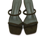 Sherry Strappy Oval Heels (Dark Olive Green)