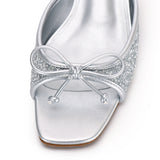 Valentina Glittered Slide Heels (Silver)