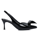 Maeve Patent Slingback Heels With Bow (Black)