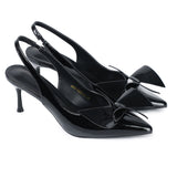 Maeve Patent Slingback Heels With Bow (Black)