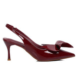 Maeve Patent Slingback Heels With Bow (Maroon)