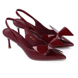 Maeve Patent Slingback Heels With Bow (Maroon)