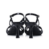 Aaliyah Patent Strappy Heels With Bow (Black)