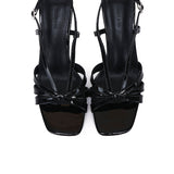 Aaliyah Patent Strappy Heels With Bow (Black)