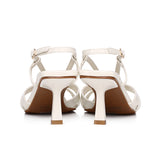 Aaliyah Patent Strappy Heels With Bow (White)