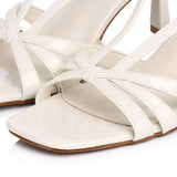 Aaliyah Patent Strappy Heels With Bow (White)