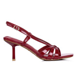 Aaliyah Patent Strappy Heels With Bow (Red)