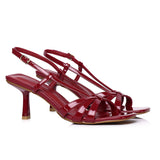 Aaliyah Patent Strappy Heels With Bow (Red)