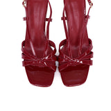 Aaliyah Patent Strappy Heels With Bow (Red)