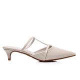 Allison Pointed Toe Kitten Heels (White)