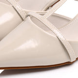 Allison Pointed Toe Kitten Heels (White)